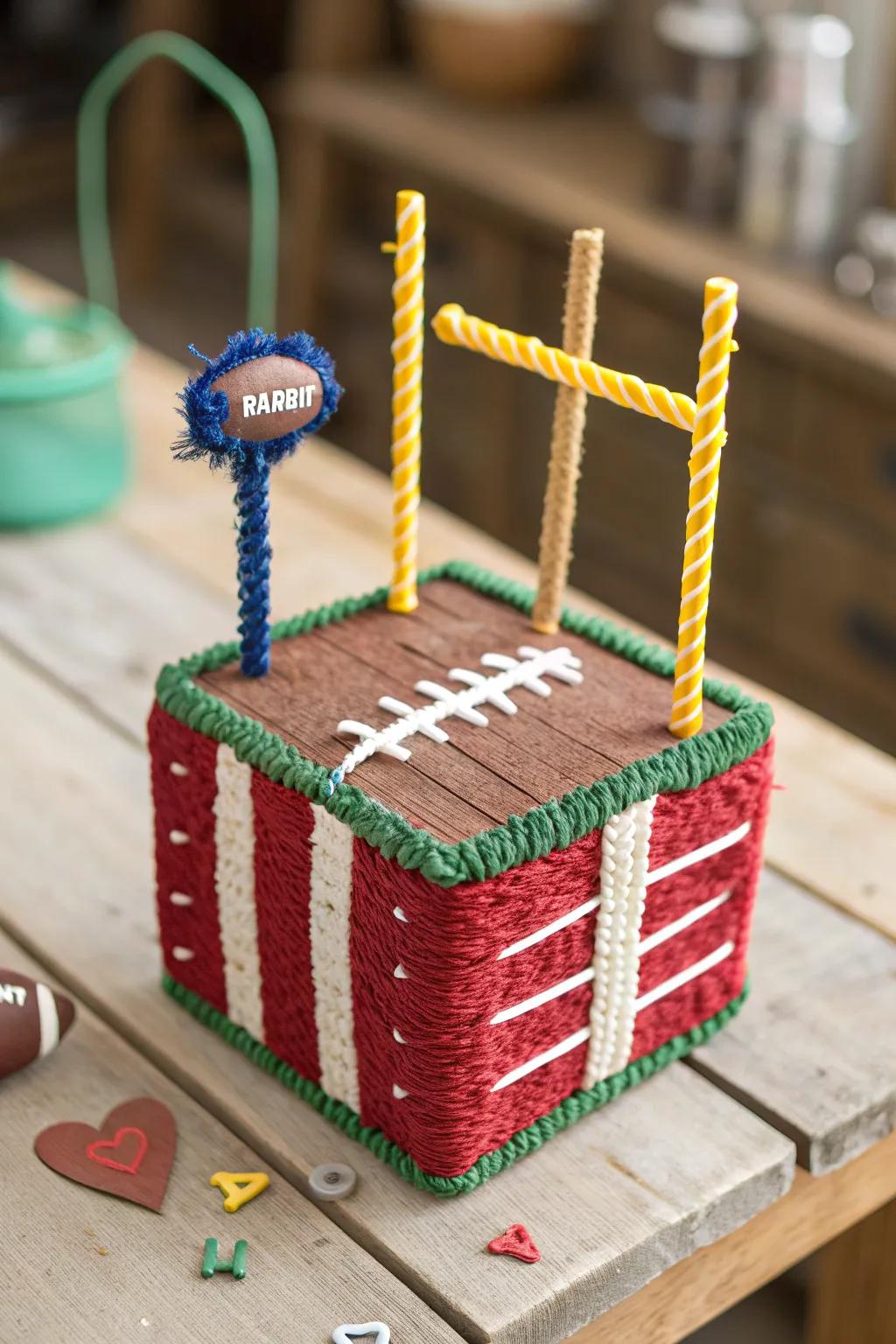 Achieve a significant score with these handcrafted football Valentine containers!
