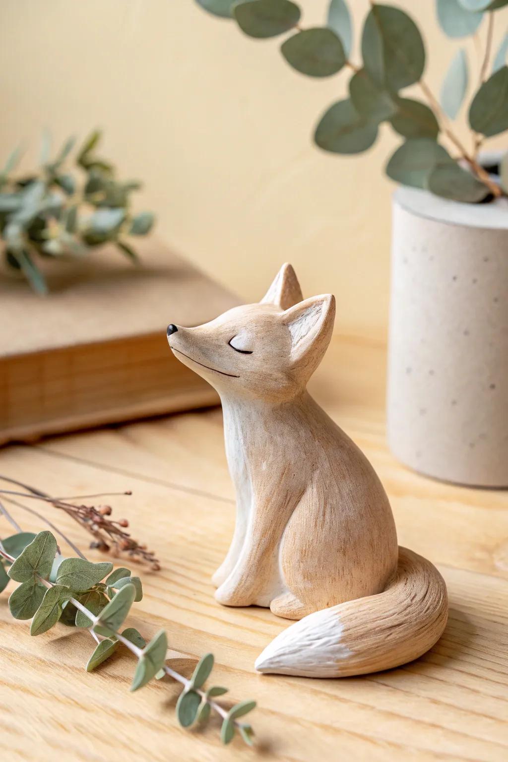 Savor the simplicity and charm of a handcrafted compound fox, adding a whimsical touch to your personal space.