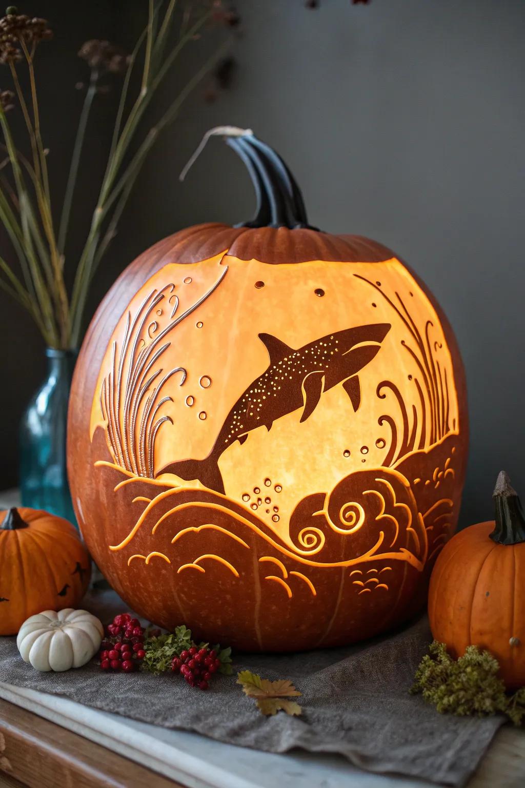 Plunge into creativity with this ocean-inspired shark gourd shaping.