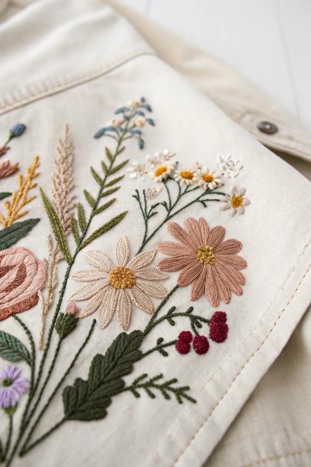 Alter your everyday carryall into a blooming artwork with delicate blossom embroidery appliques.