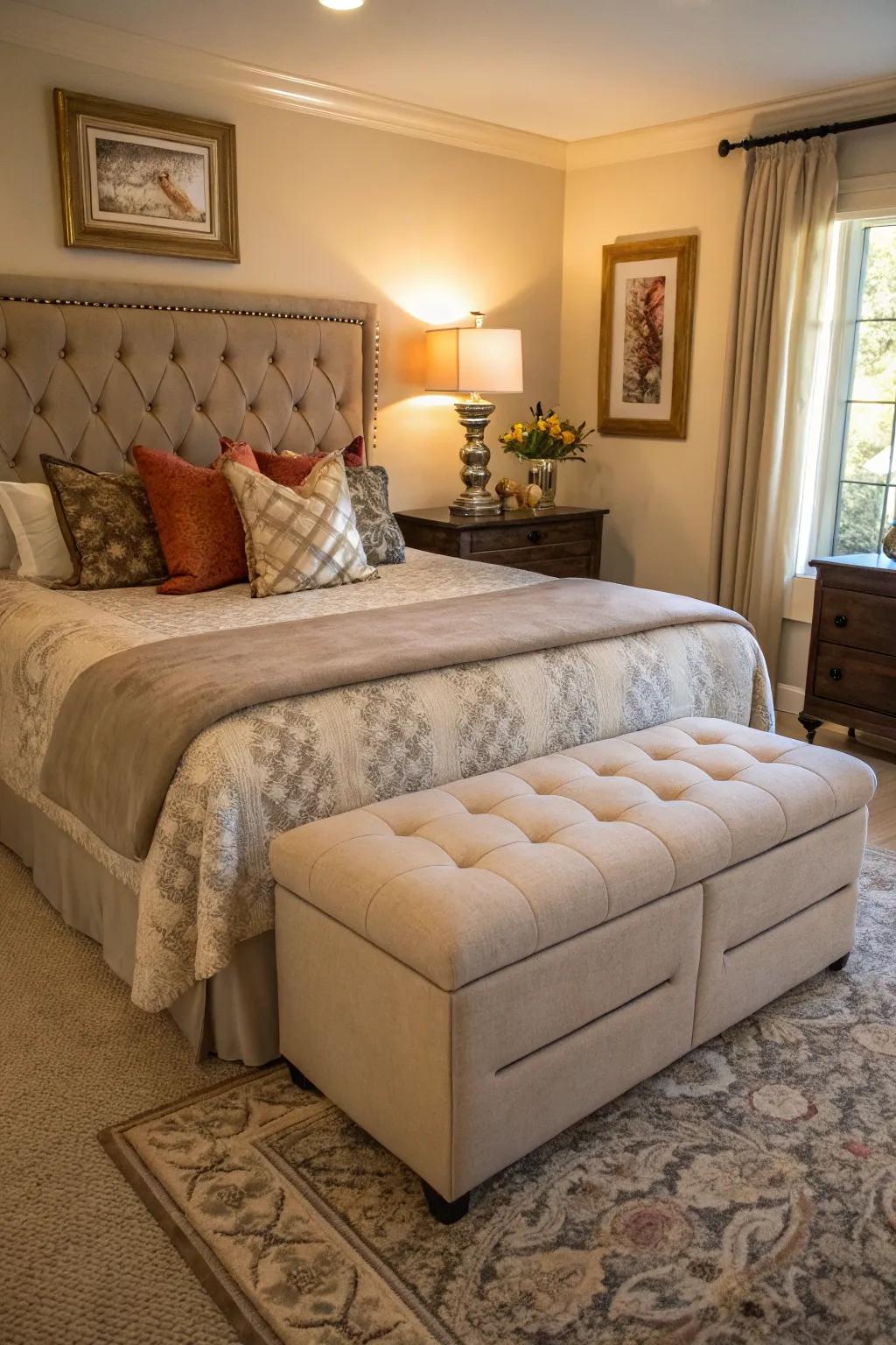 Storage ottomans combine style and function.