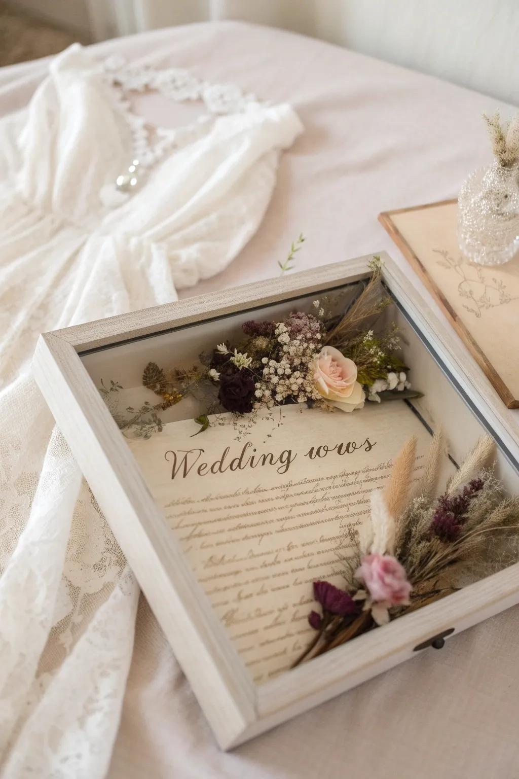 Seize the quintessence of your special occasion alongside a nuptial keepsake shadow box—where memories converge alongside sophistication.