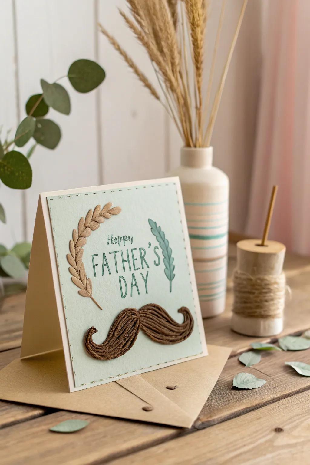 Ignite his delight with a touch of whimsy: A DIY sliding mustache card tailored for Father's Day.