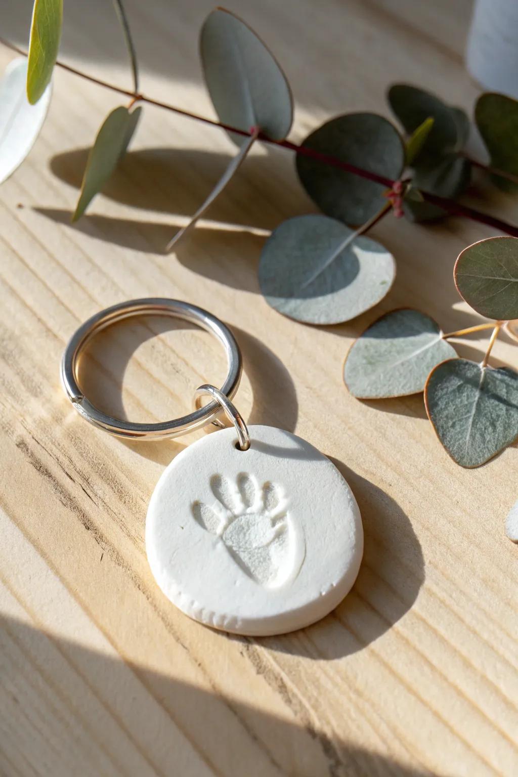 A diminutive thumbprint, an immense love—craft a keepsake that celebrates every instance. <strong><em>#FathersDayCrafts #MinimalistBeauty</em></strong>” loading=”lazy” class=”pimg”>
	</picture><figcaption>A diminutive thumbprint, an immense love—craft a keepsake that celebrates every instance. <strong><em>#FathersDayCrafts #MinimalistBeauty</em></strong></figcaption></figure>
<p>Utilize air-dry clay to capture your infant’s unique thumbprint and transform it into an adorable keychain. It’s a compact yet meaningful token dad can take with him wherever he goes.</p>
<h3>Useful items to consider:</h3>
<ul class=