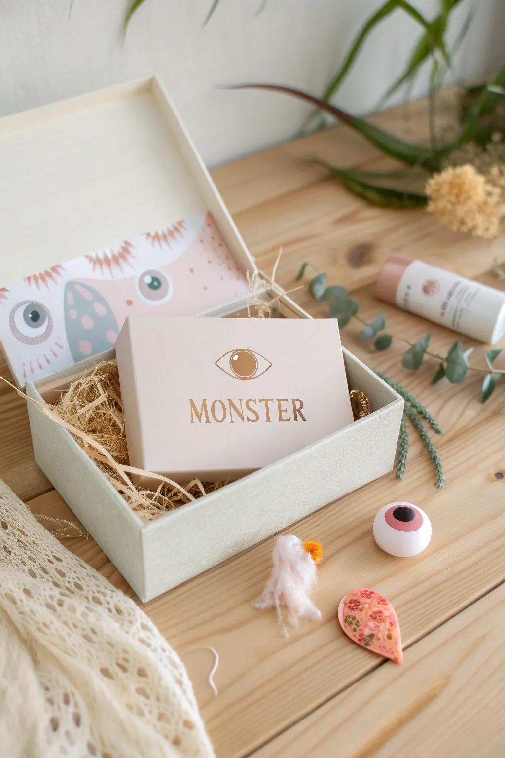 Unbox a captivating surprise with this minimalist creature gift container!