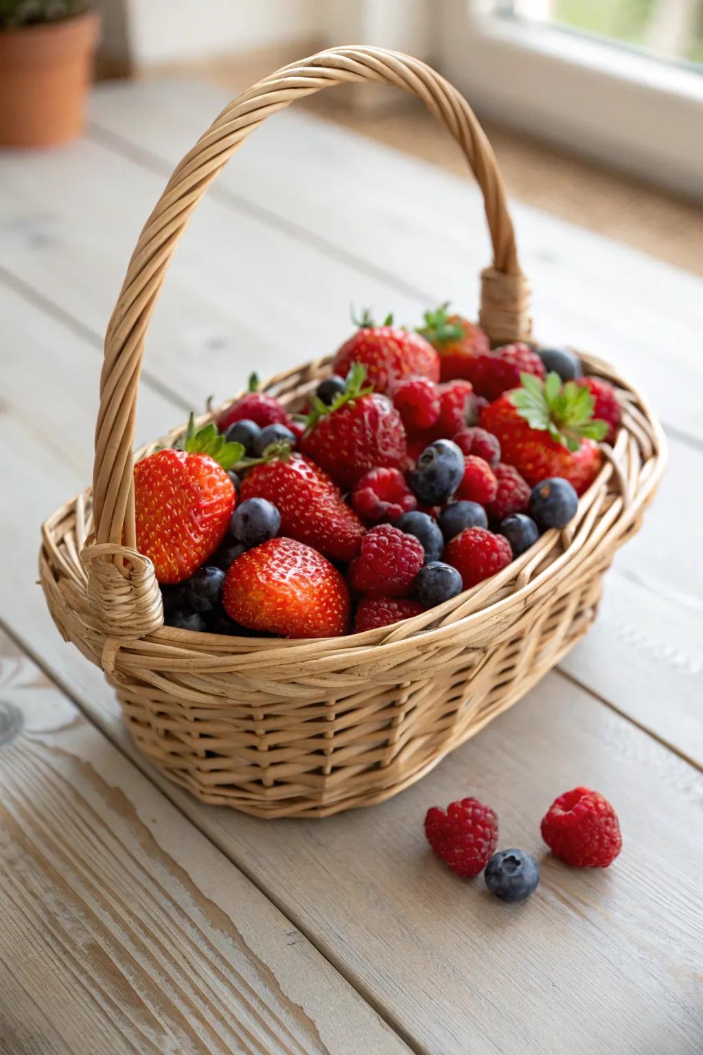 Indulge in nature’s sweetness with this simple yet stunning berry-filled arrangement.