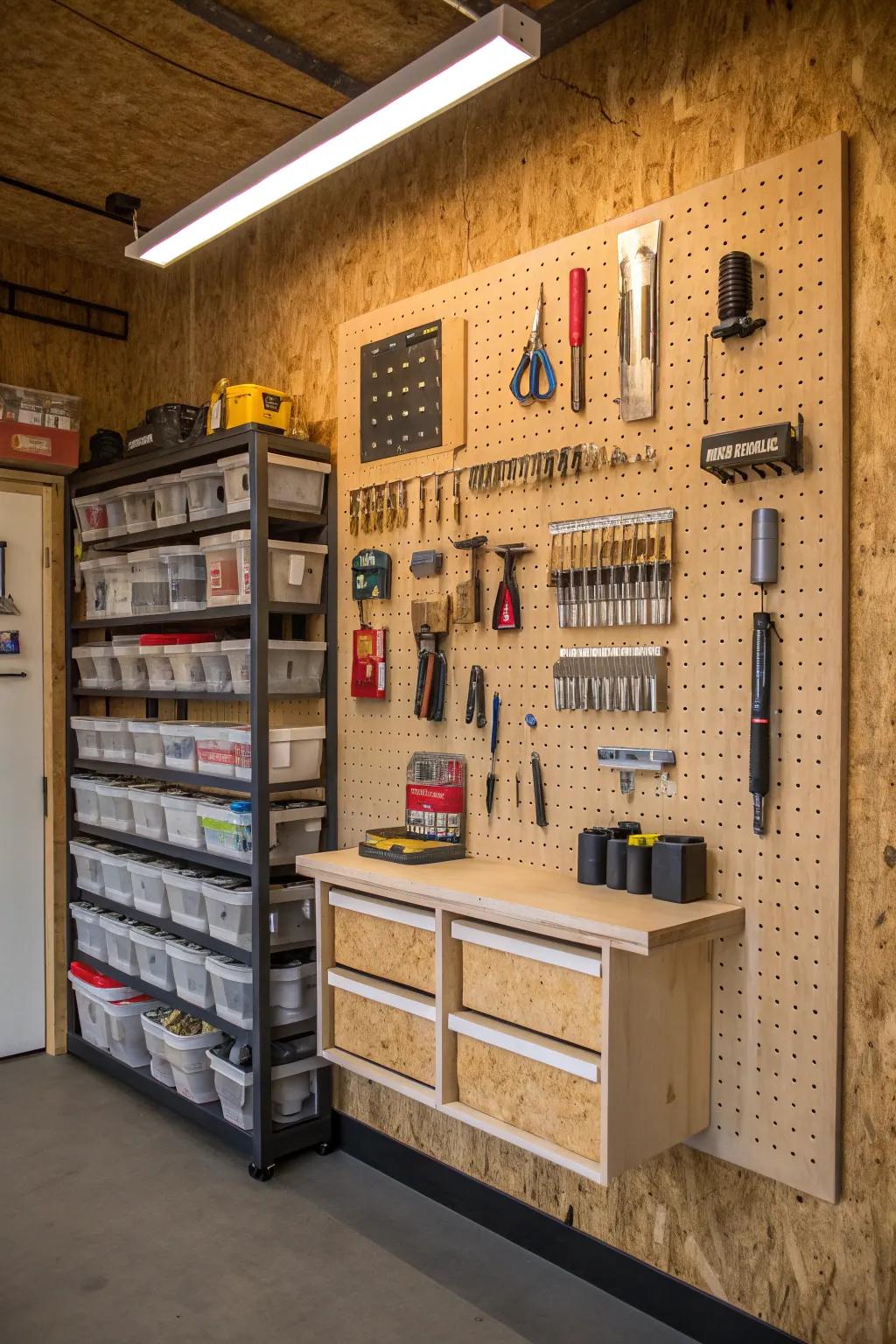 Elevate your garage craft room with ingenious vertical storage solutions.
