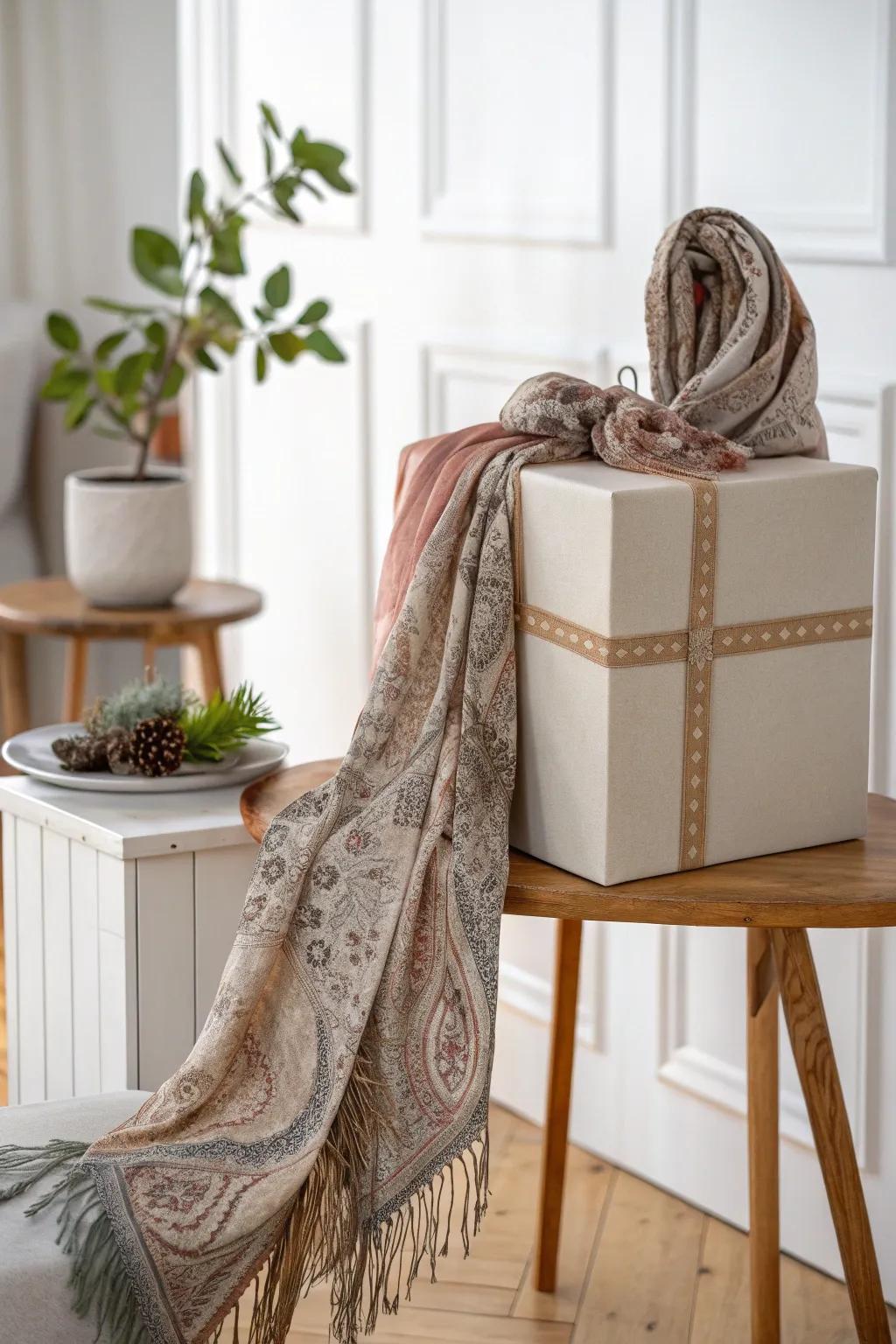 Package presents with elegance and ecological thinking through a stylish headscarf.