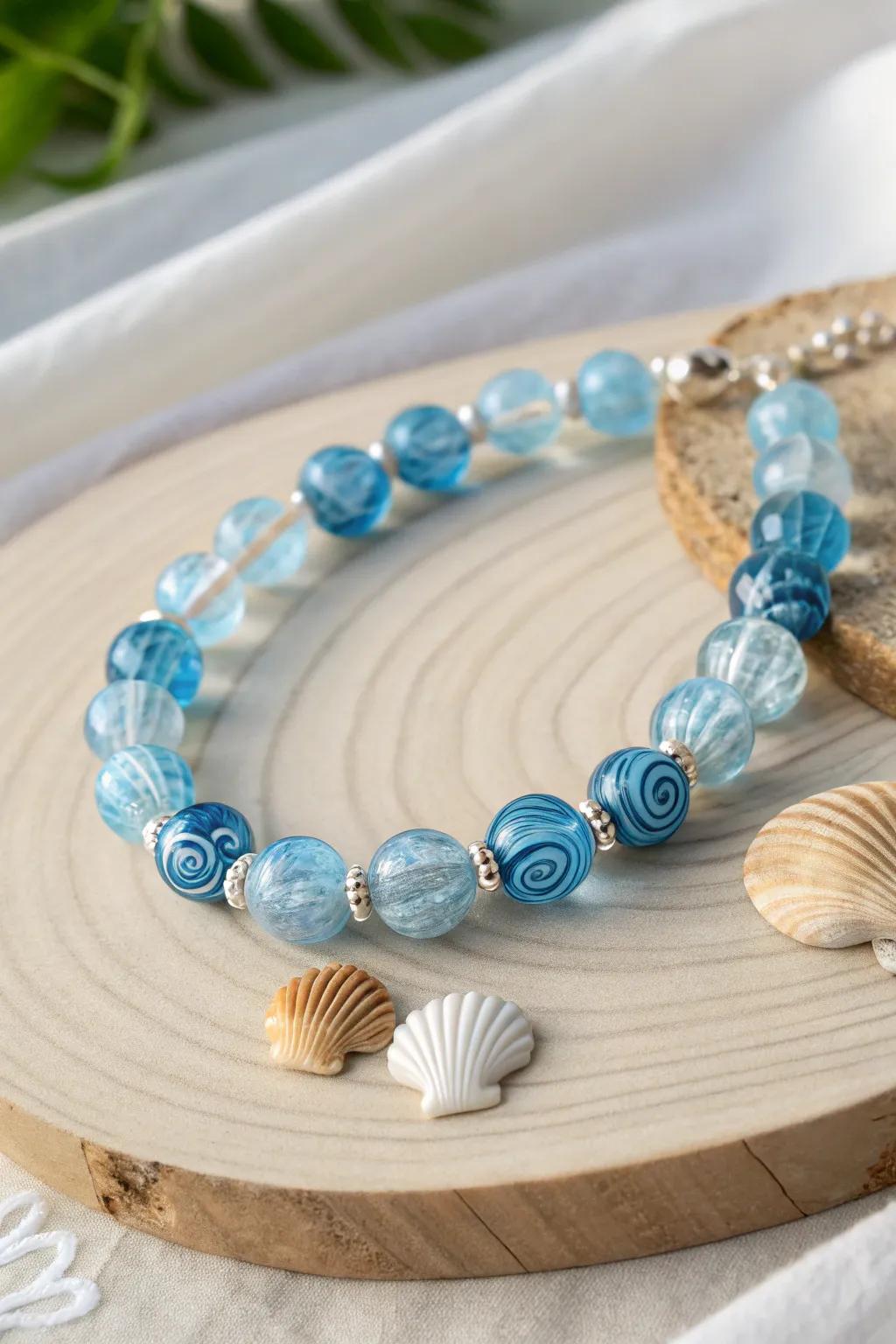 Embrace the ocean's embrace with the 'Marine Whirlwind Attraction' bracelet—where sophistication meets tranquil seaside aesthetics.