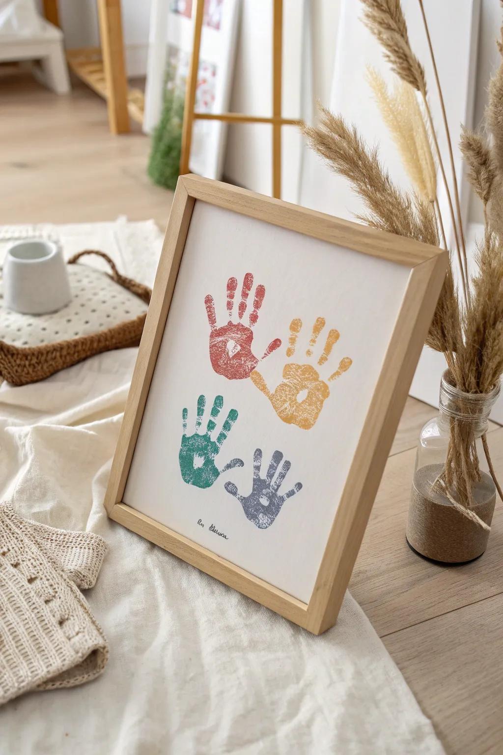 Honor the intergenerational connection through heartfelt handprint art, a keepsake to appreciate forever.