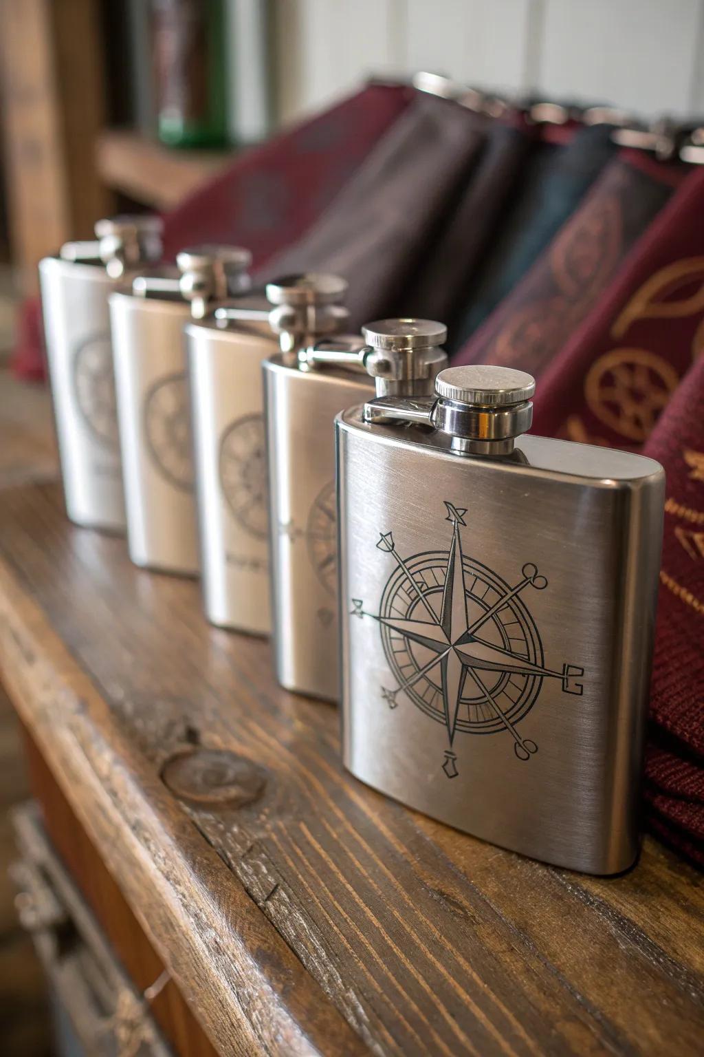 Craft your story with personalized groomsmen flasks that speak of camaraderie and shared adventures.