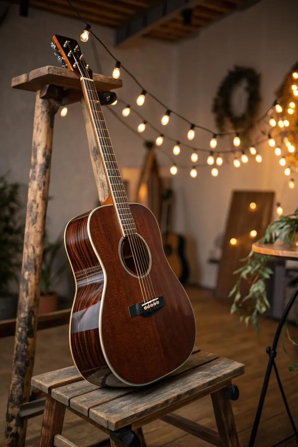 Set the mood with atmospheric lighting that makes every strum a soulful experience.