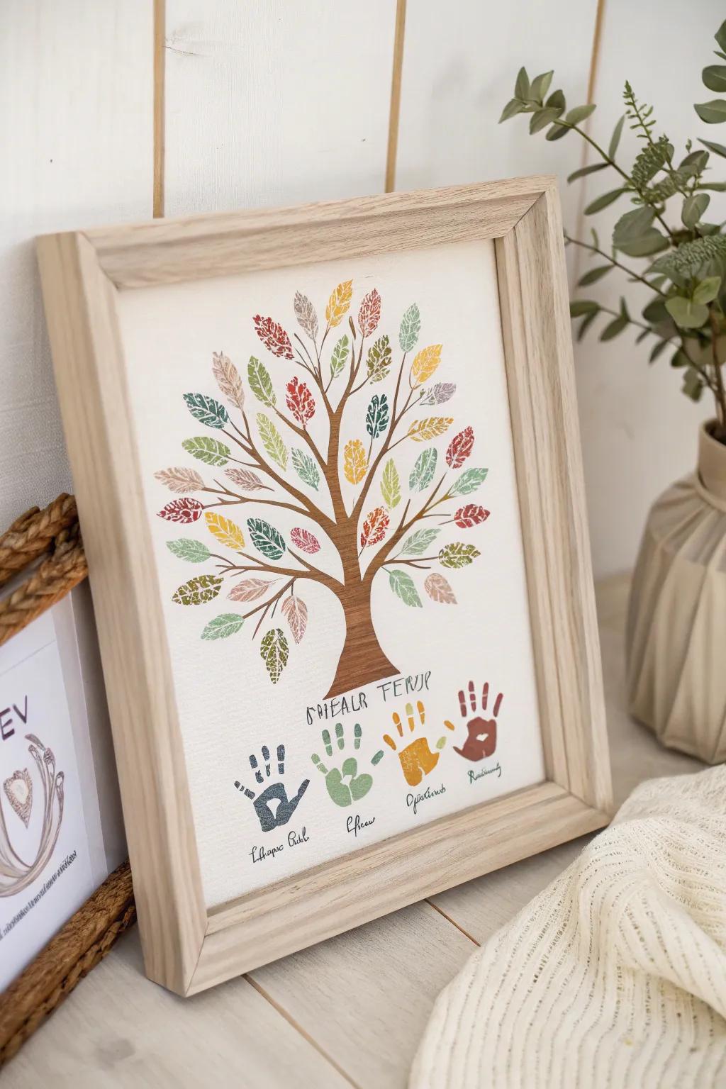 Embody the essence of family with a bespoke Family Tree Handprint Frame, an eternal piece of art that grows with affection.