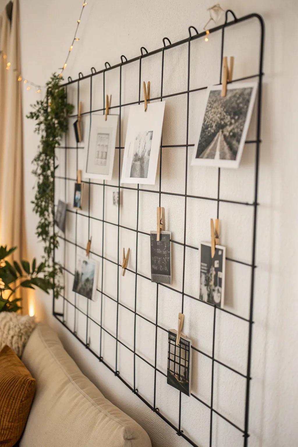 Transform your space with a stylish decorative grid—an exquisite way to showcase your favorite art and photos without nails.