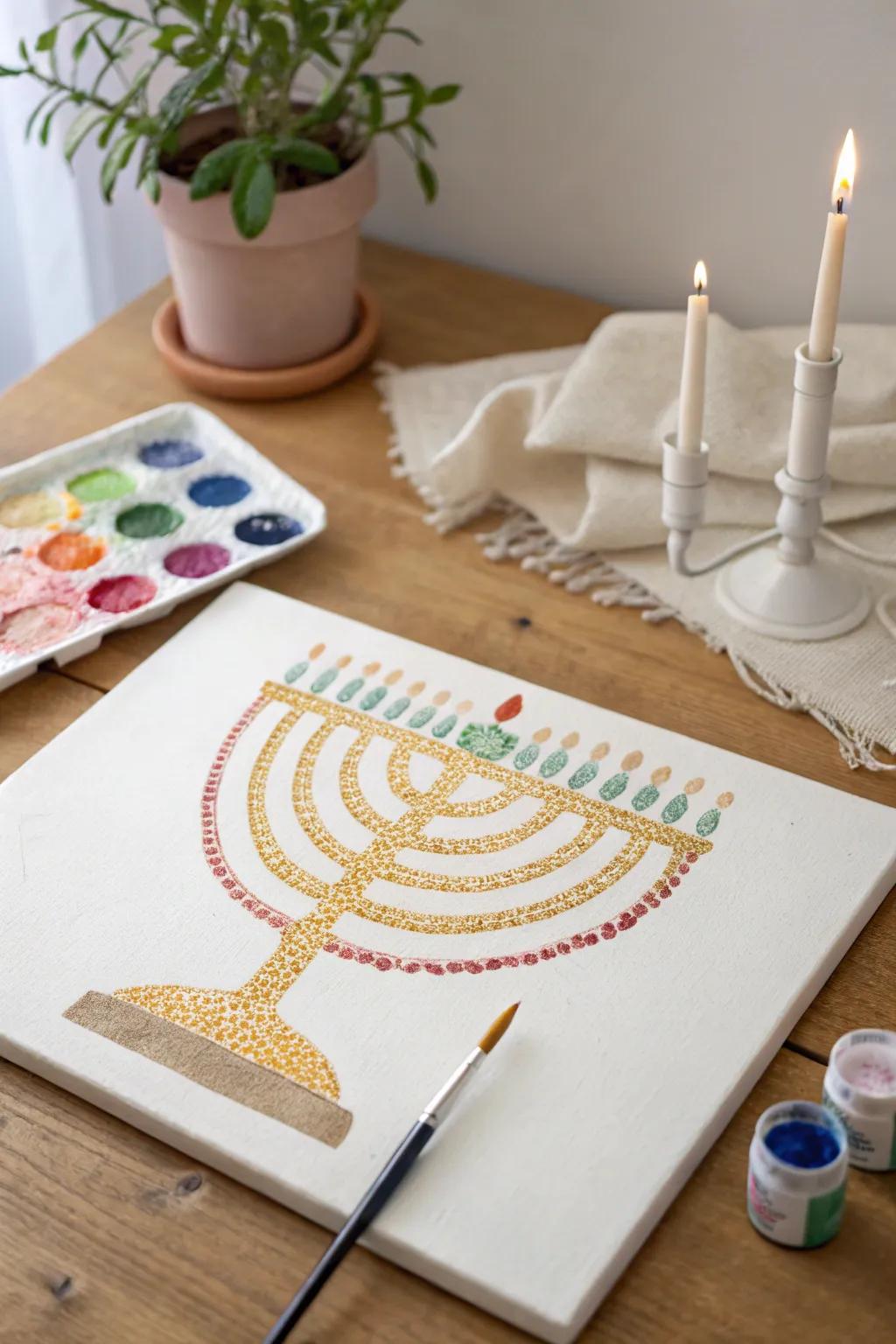 Create your way to beauty with a Pointillist Menorah.