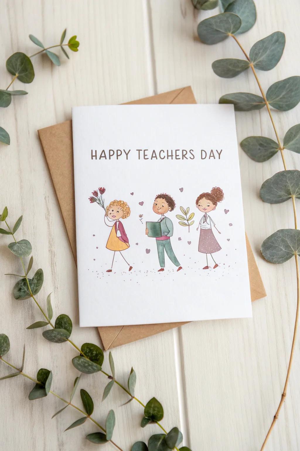 Infuse joy into Teachers Day using whimsical cartoon charm and minimalist sophistication.