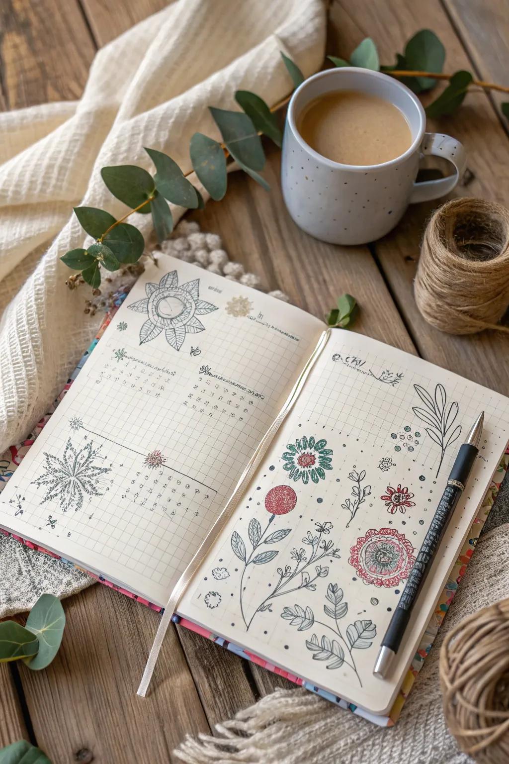 Free your creativity with doodle-filled days in your planner! 🌿✨ #CreativePlanning #BohoMinimalism