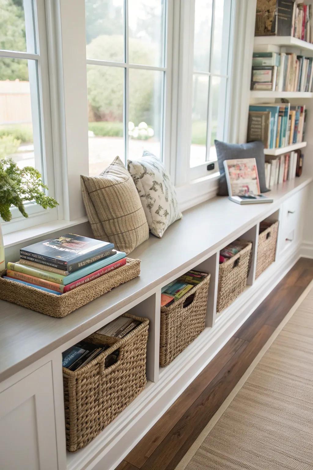 Balance practicality and beauty with books and baskets gracing your ledge.