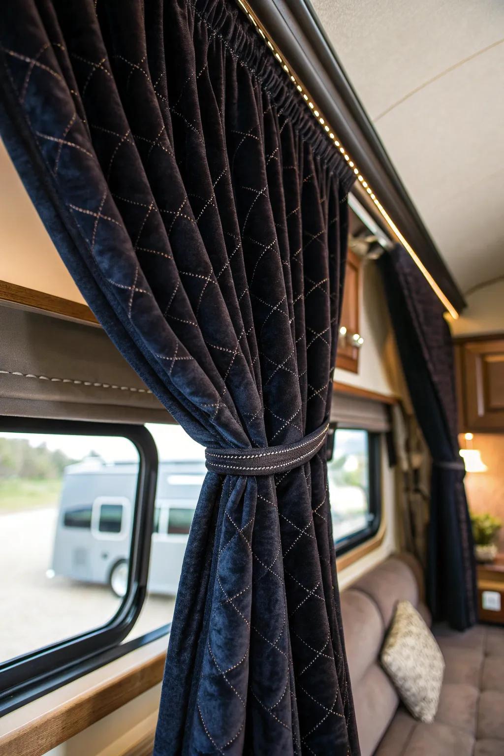 Adopt the art of comfort with thick, handcrafted curtains for your RV.