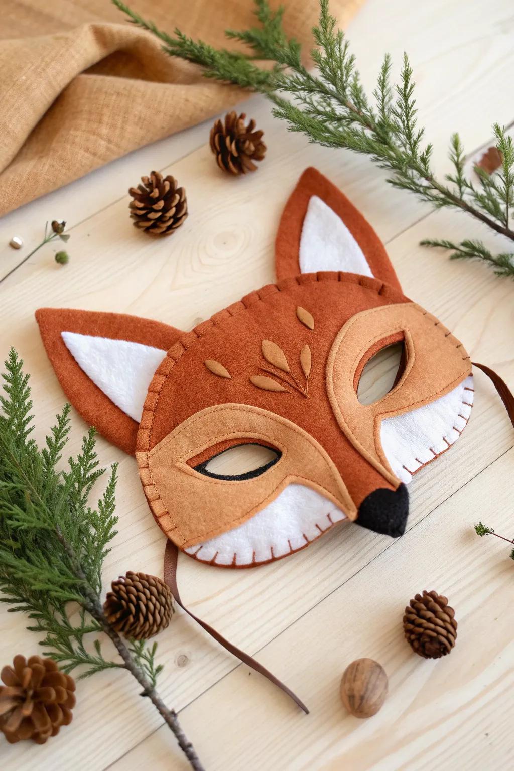 Release your wild side with a handmade fox mask that combines simplicity and raw elegance.