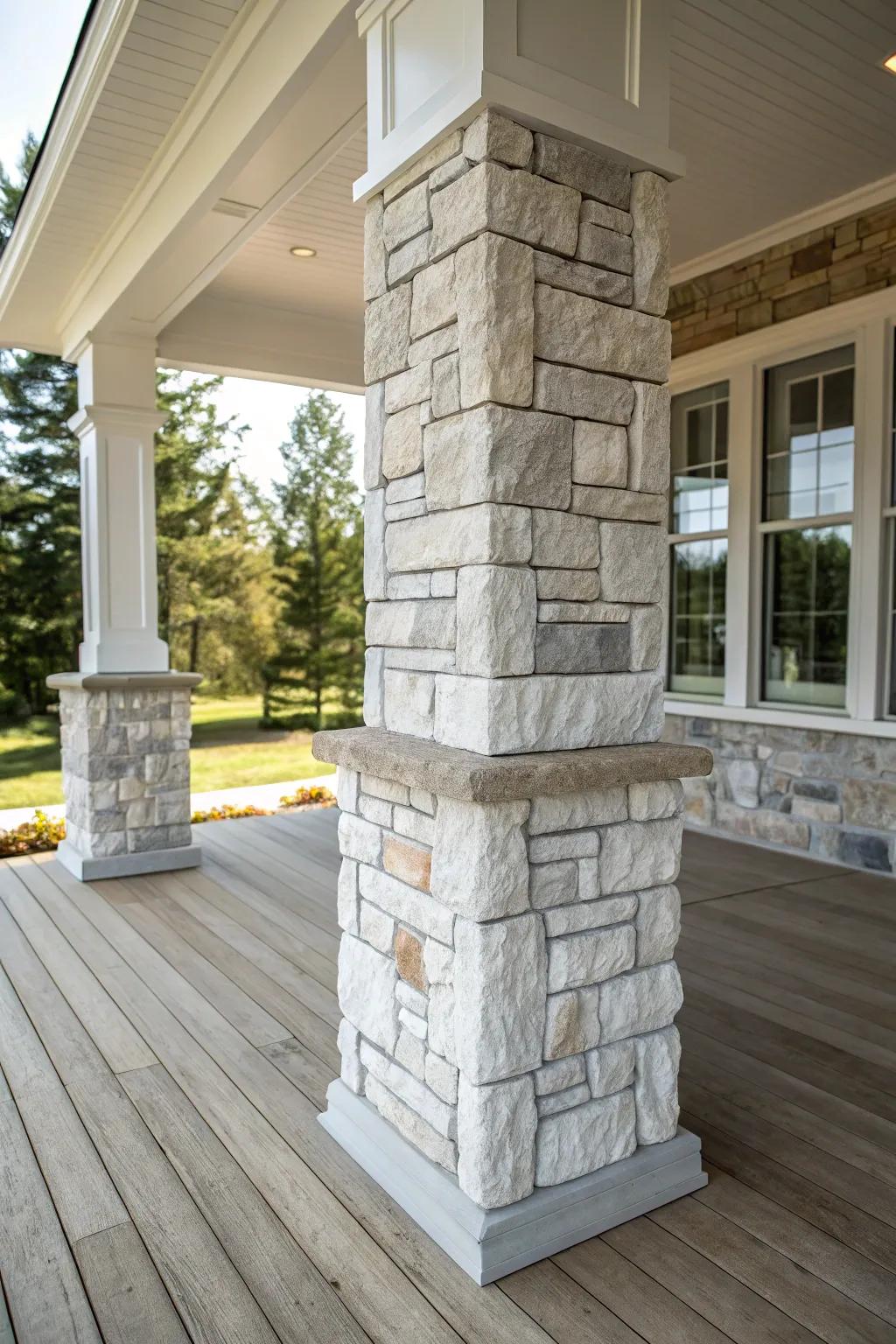 Elevate your porch with the grace of stone facing, merging minimalist allure with enduring charm.