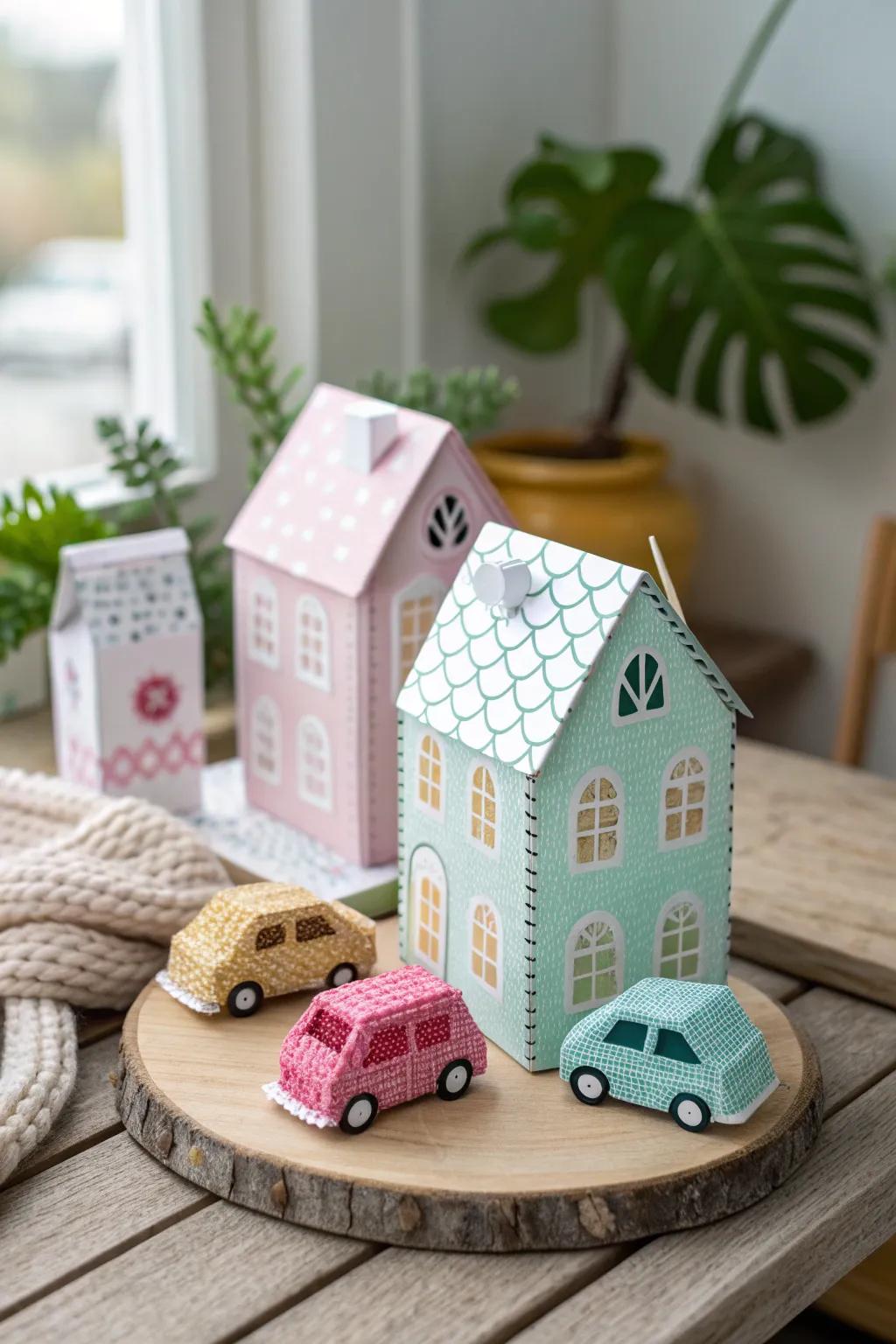 Discover the enchanting world of Drink Box Town, where creativity meets simplicity in a delightful display of handcrafted charm.