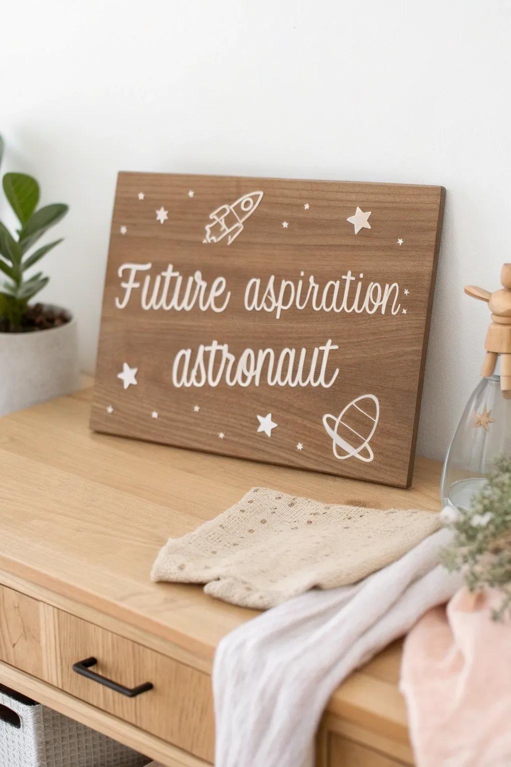 Dream big! Capture the magic of future aspirations with this minimalist, handcrafted sign. ✨🚀 #DreamersCorner #ScandiBohoStyle