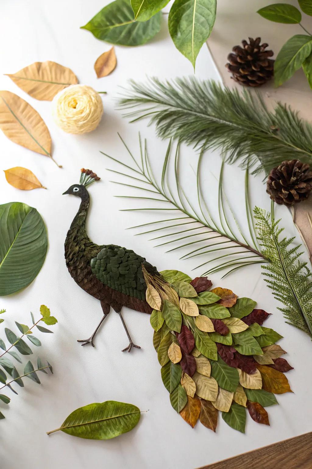 Uncover nature's allure with this captivating foliage peacock, a testament to ingenuity and craftsmanship.
