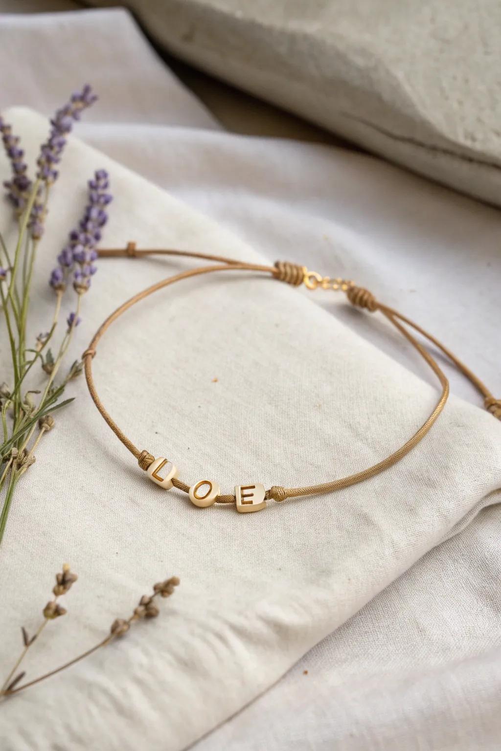 Embrace the artistry of layering with this chic letter bracelet—ideal for imparting a personal flair to your minimalist aesthetic.