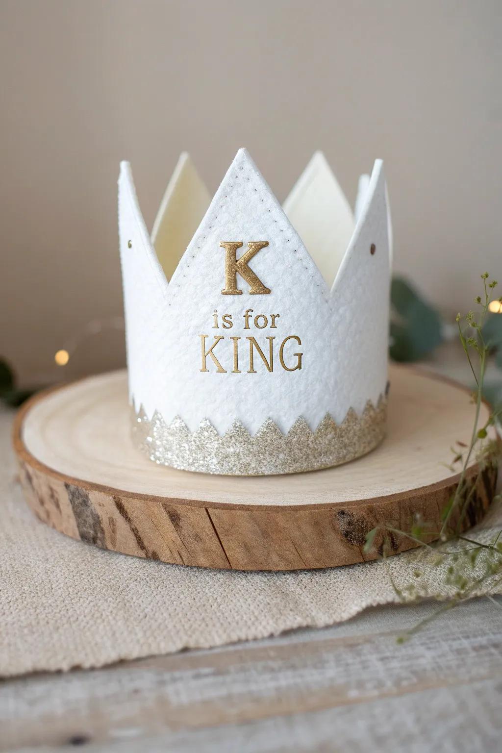 A touch of royalty for little crafters: 'K is for King' in Scandinavian style.