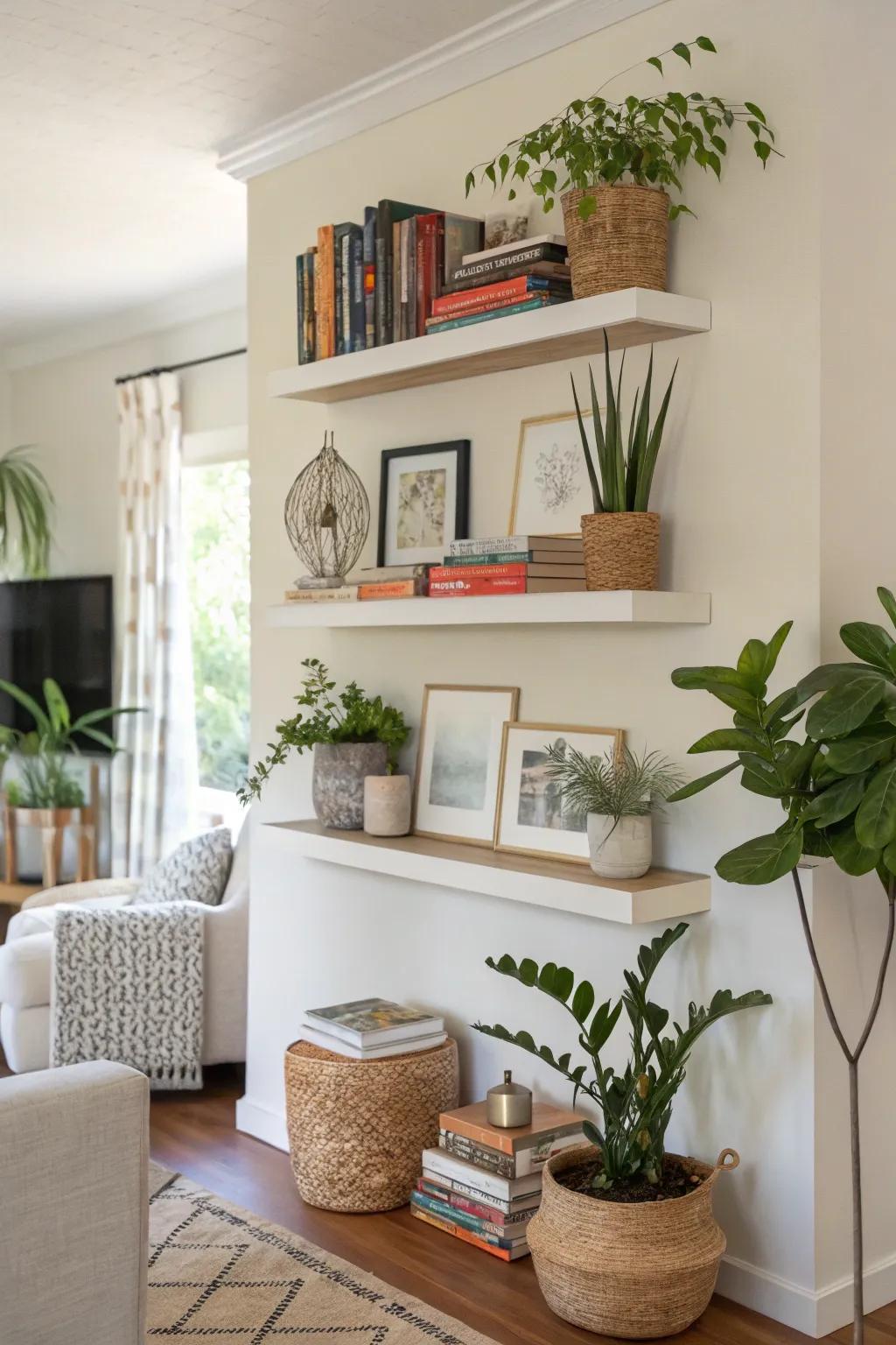 Elevated shelving strikes a chord between style and utility.