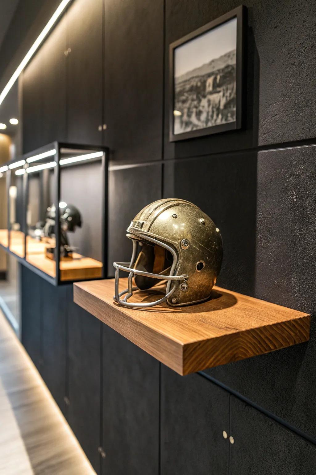 Boost your collection through minimalist grace: A single miniature helmet presented as a masterpiece.