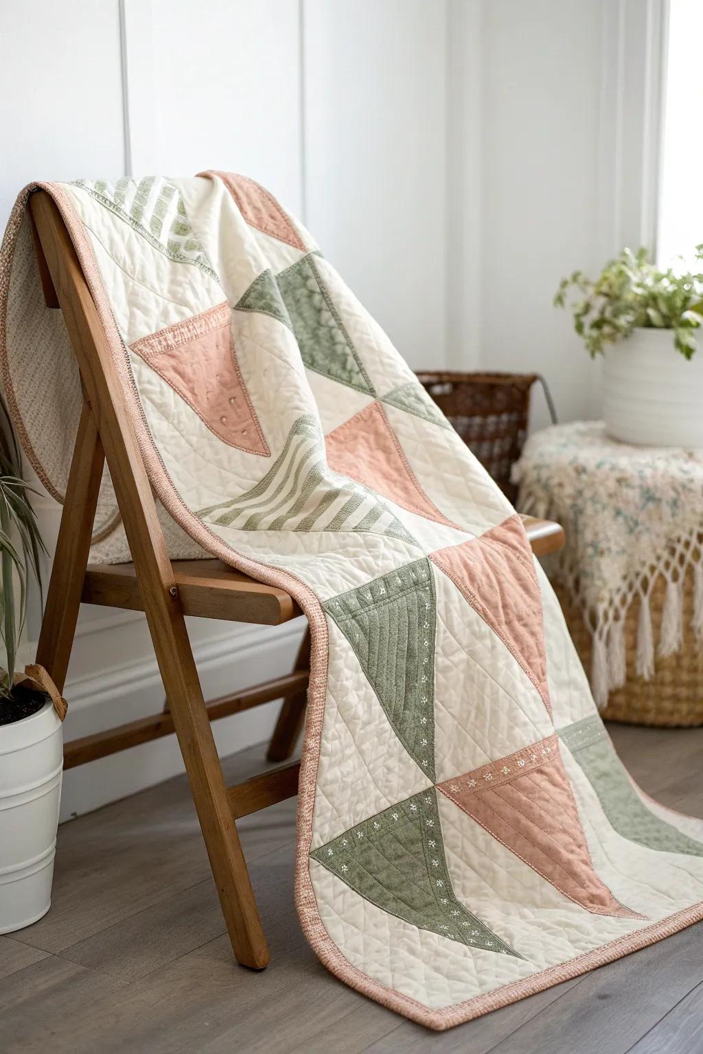 Embrace the unexpected with this asymmetrical quilt border, where simplicity intertwines with avant-garde elegance.