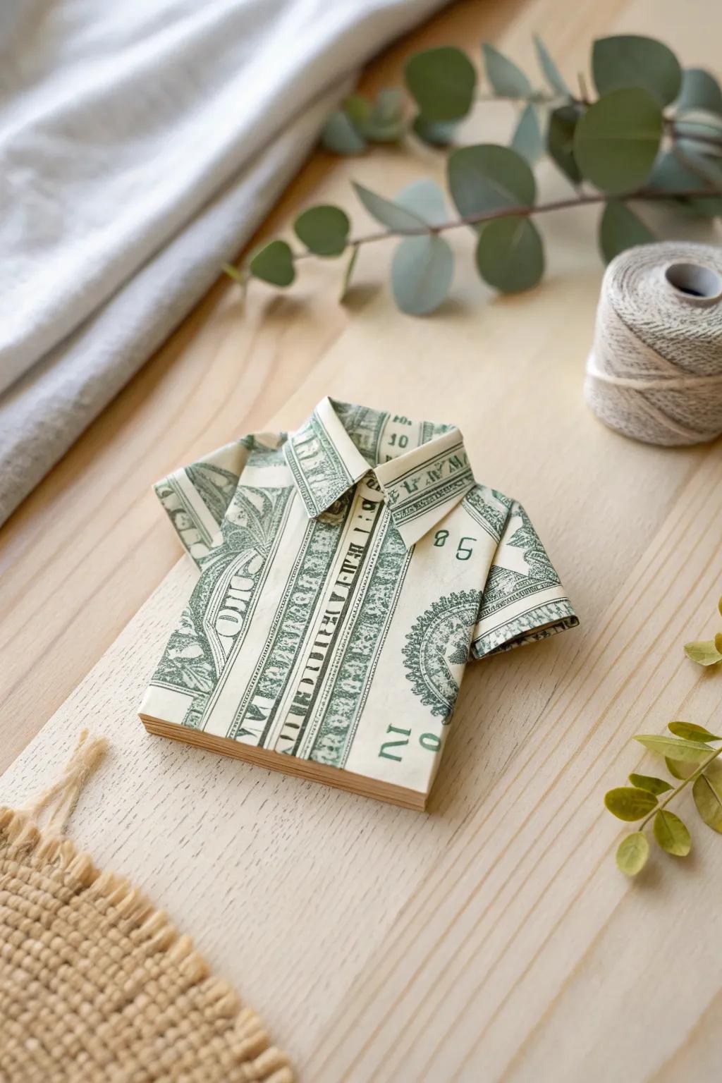 Mark noteworthy moments with an exquisite dollar shirt origami, a dainty sartorial tribute for Dad.