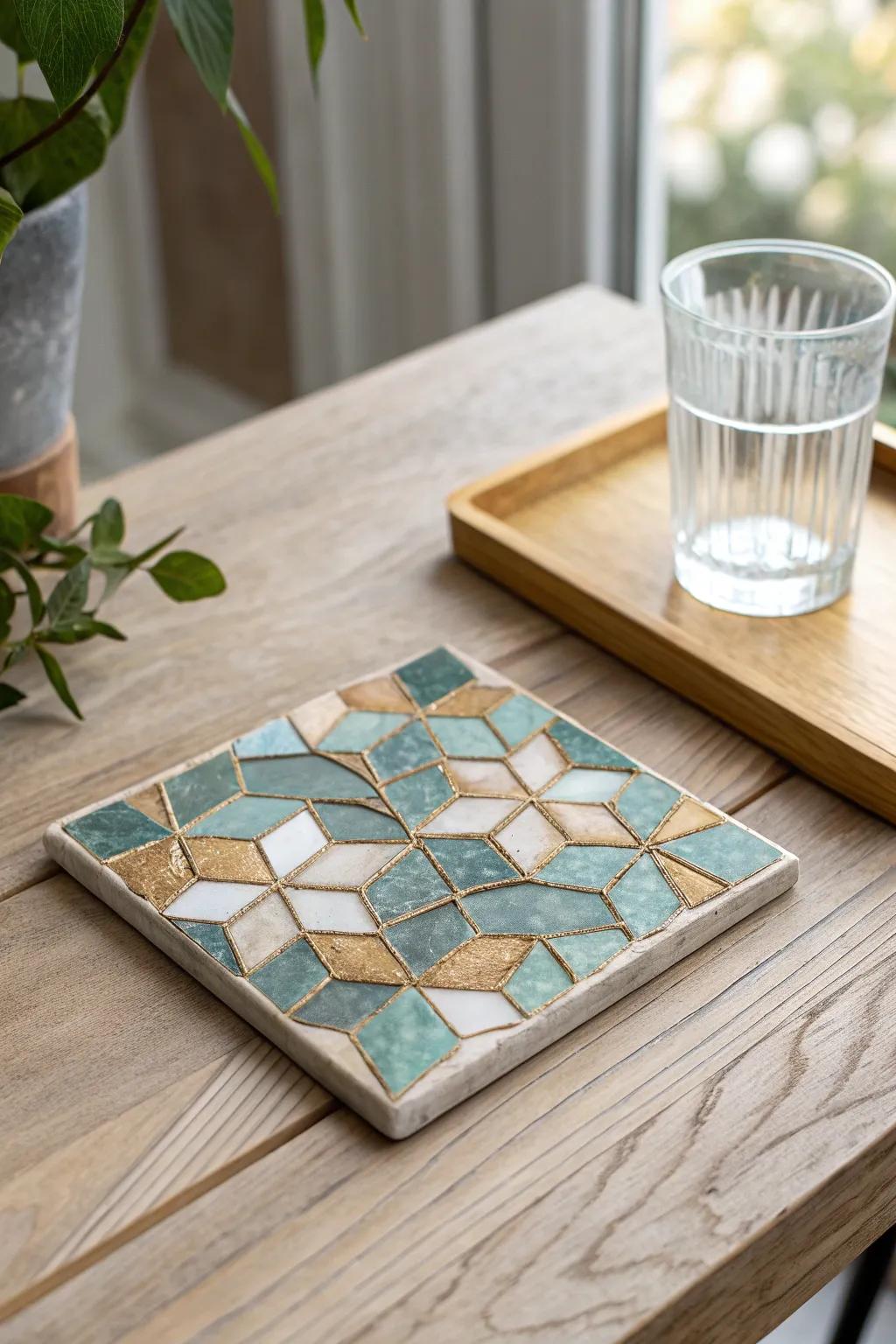 Elevate your coffee table's appeal with a dash of geometric refinement.