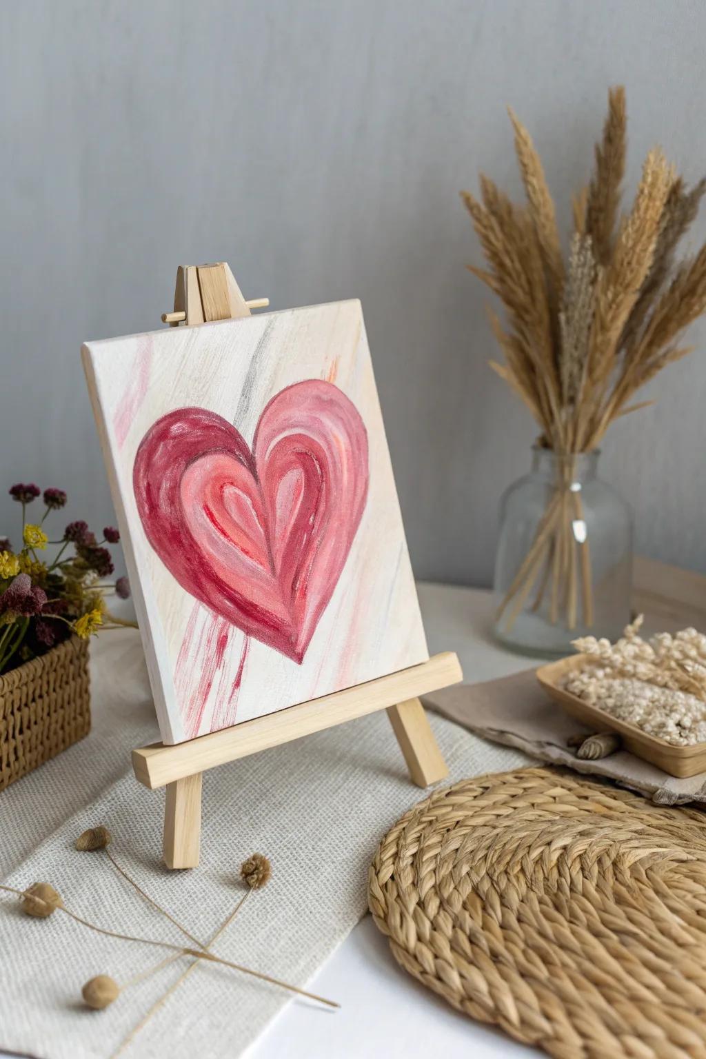 Express the essence of affection with a basic heart motif painting for Mother's Day. #HeartfeltArt #ScandinavianStyle