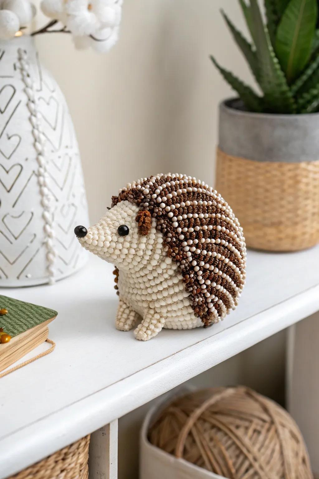 Infuse your home with nature's charm through this delightful bead hedgehog, a harmonious blend of ease and artistry.