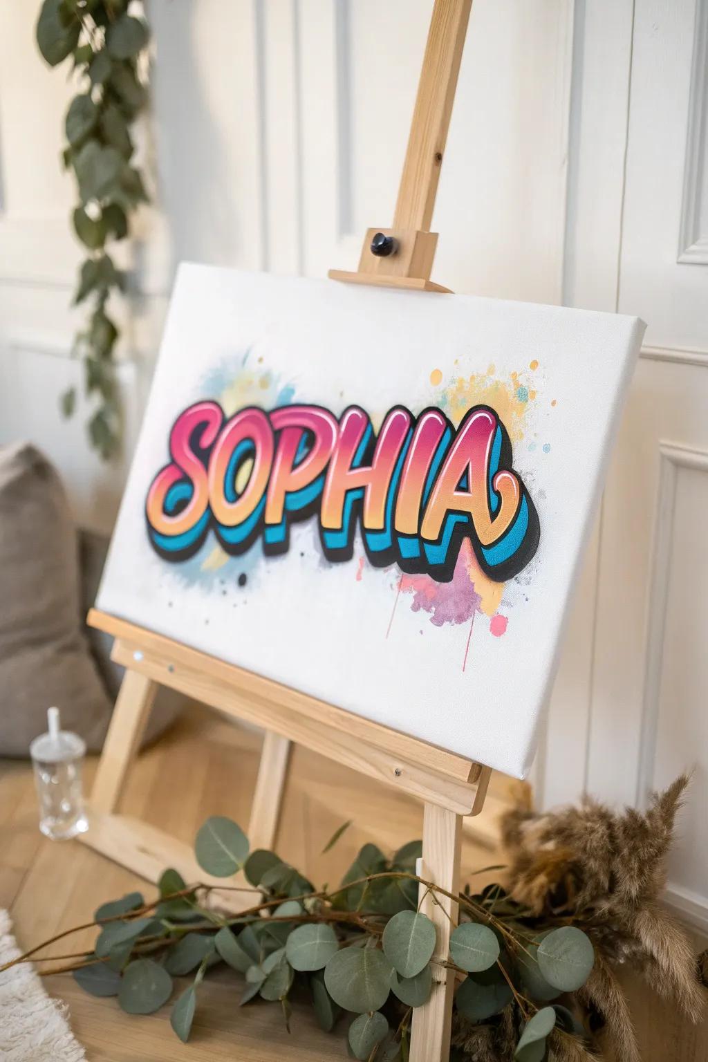 Transport the thoroughfares to your abode with this breathtaking urban art-style appellation artistry, impeccable for infusing an avant-garde nuance into your minimalistic embellishments.