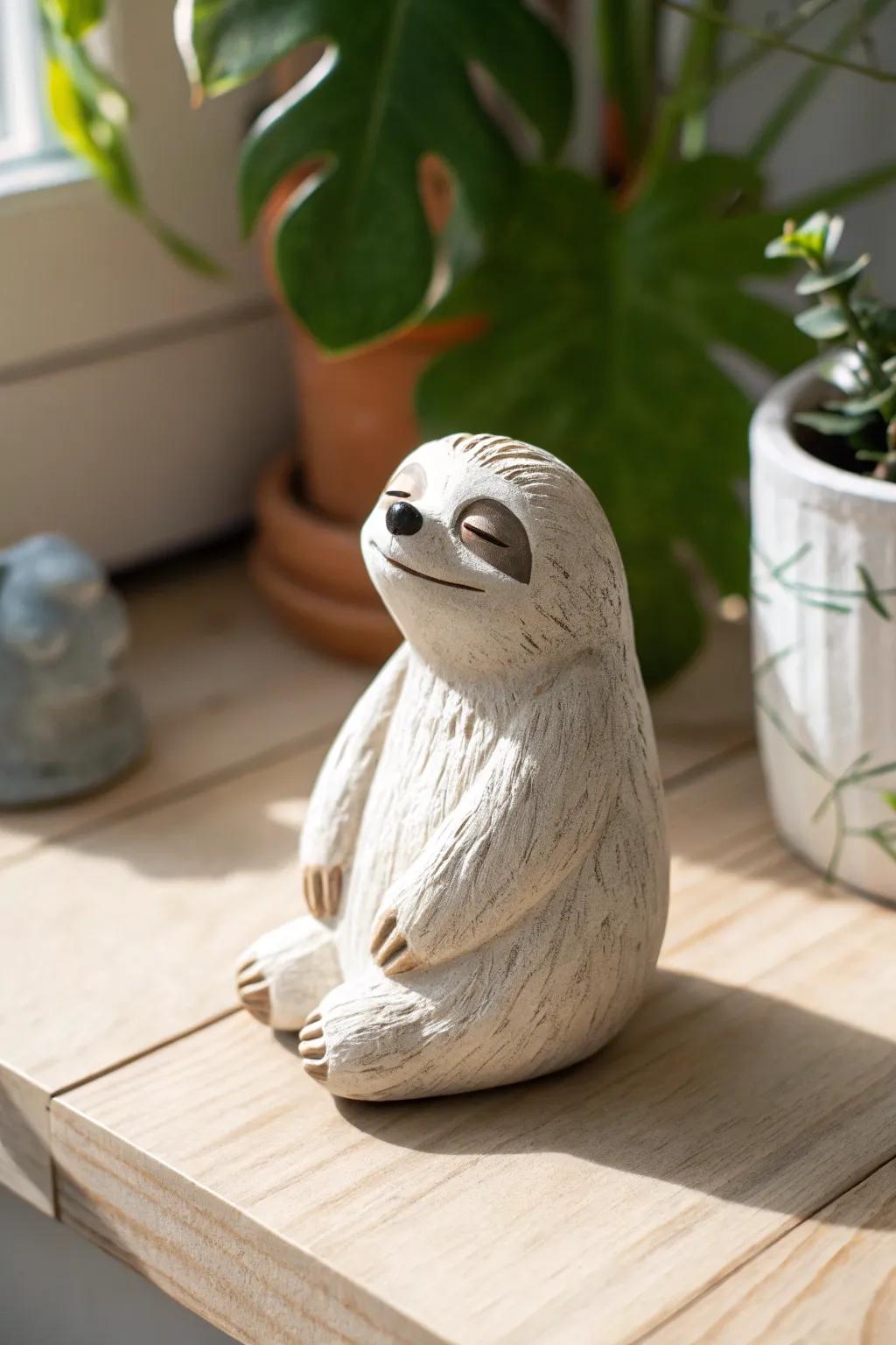 With this endearing clay sloth, embrace the art of deceleration—an impeccable fusion of Scandinavian simplicity and Boho allure.