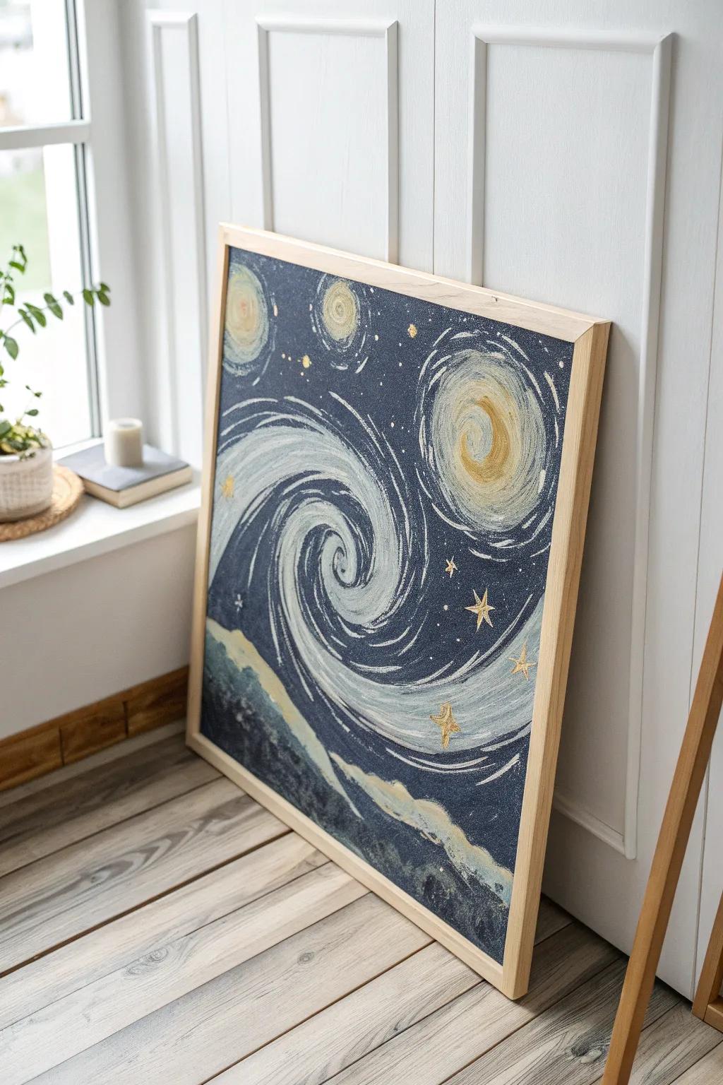 Embrace the cosmic sophistication of the Galactic Way with this breathtaking minimalist artwork, a flawless touch to whisk a slice of the universe into your abode.