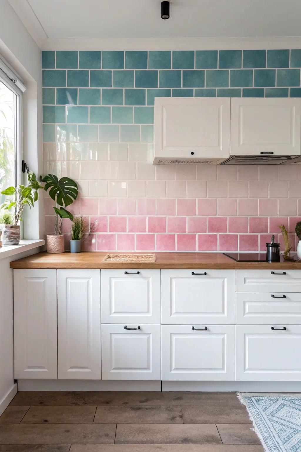 Transform your kitchen with a tranquil progressive coloration backsplash—where craftsmanship encounters minimalist grace.