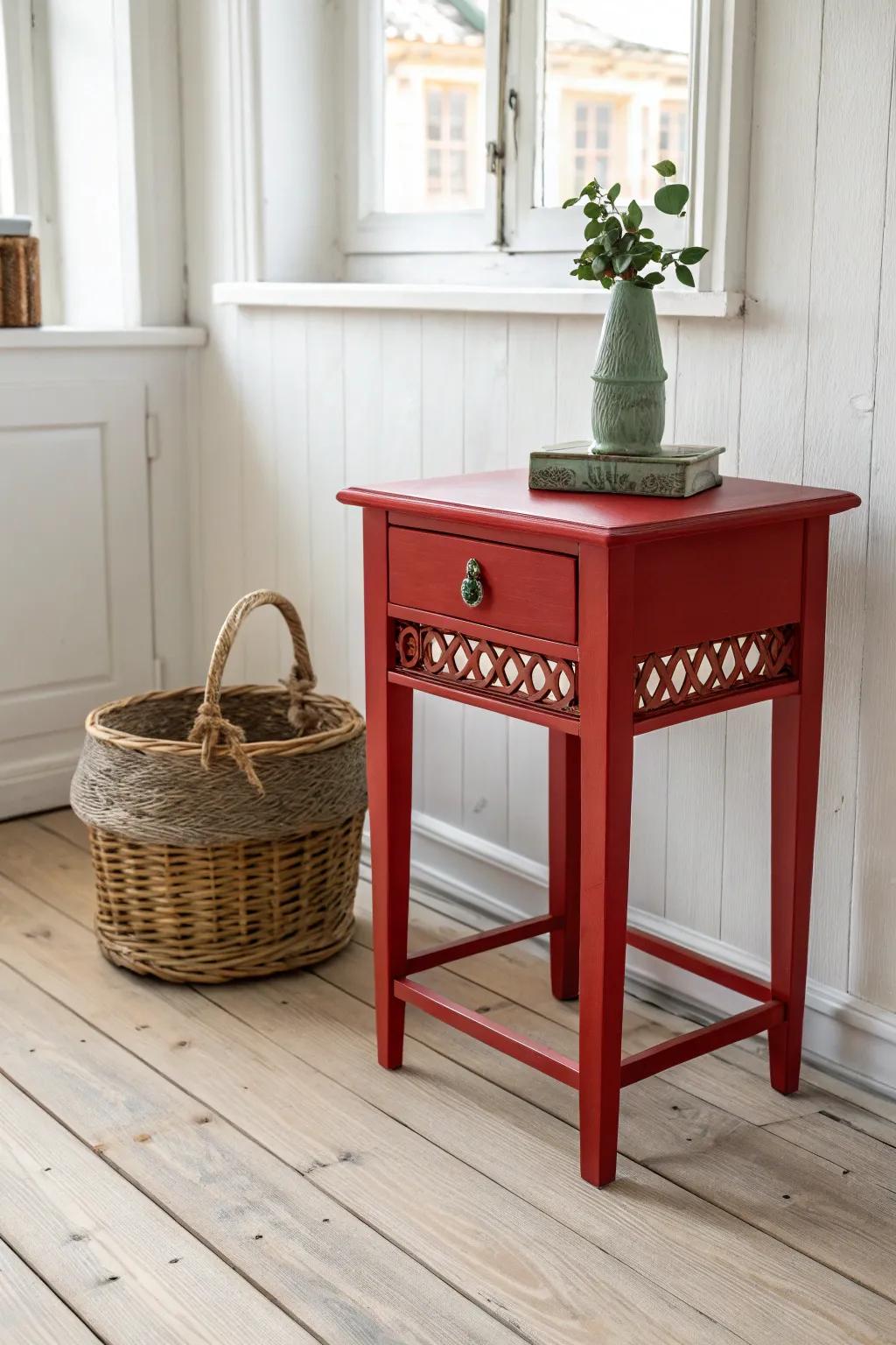 Make a striking assertion with a vibrant end table, where simplicity converges with striking elegance.