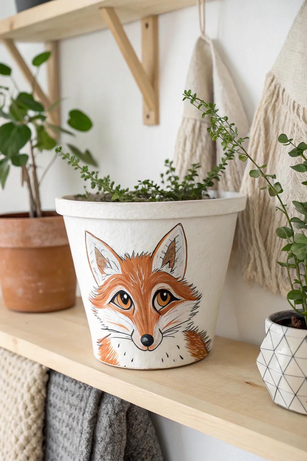 Fill any space with cheer using a delightful fox face pot - the perfect mix of whimsy and understated charm.