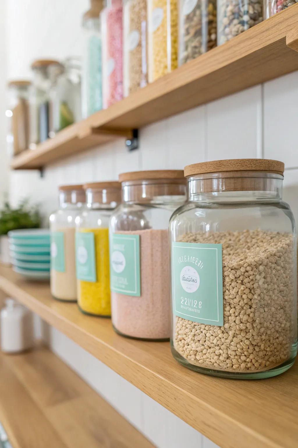 Organize effortlessly: Discover the allure of spectrum-coded pantry stickers!