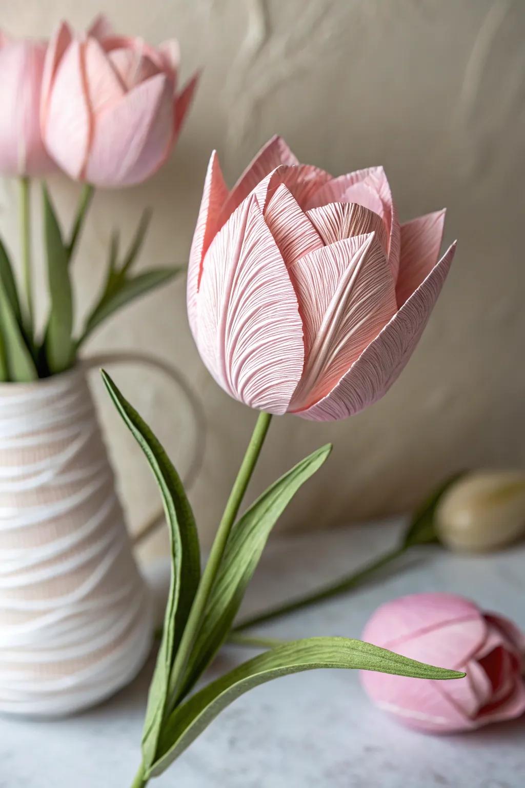 Delicate 3D Paper Tulip: Impart a hint of handmade refinement to brighten any environment.
