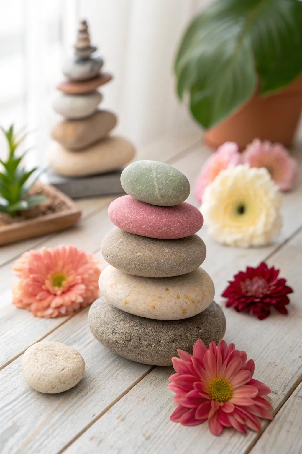 Unfading Blooms: Enhance your environment with an ageless stone blossom arrangement.