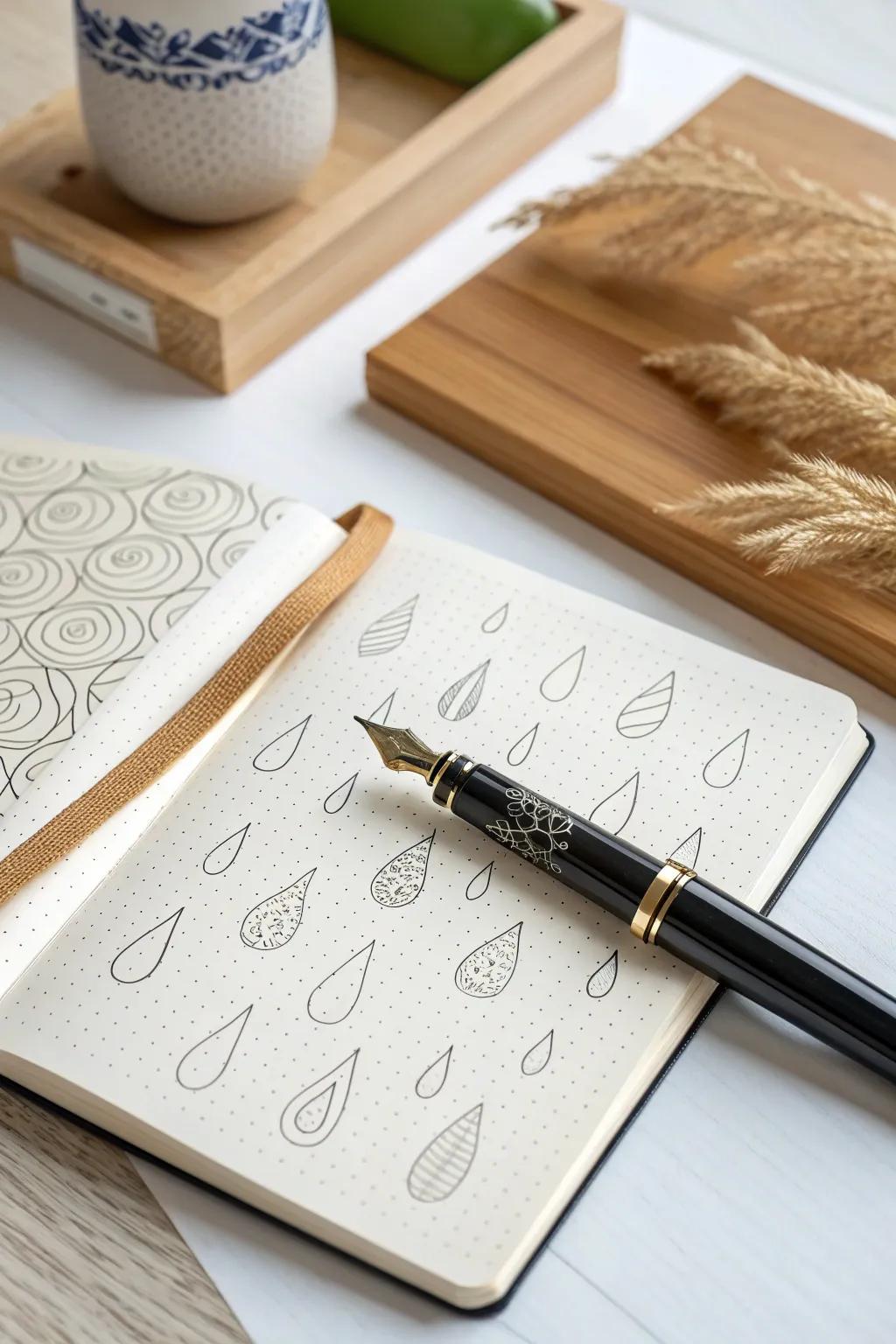 Express your creativity with droplet paths—a dance of playful pen doodles across the paper.