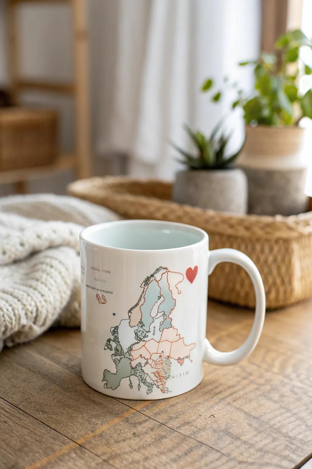 Sip memories with every cup—capture your heart's map on a mug.