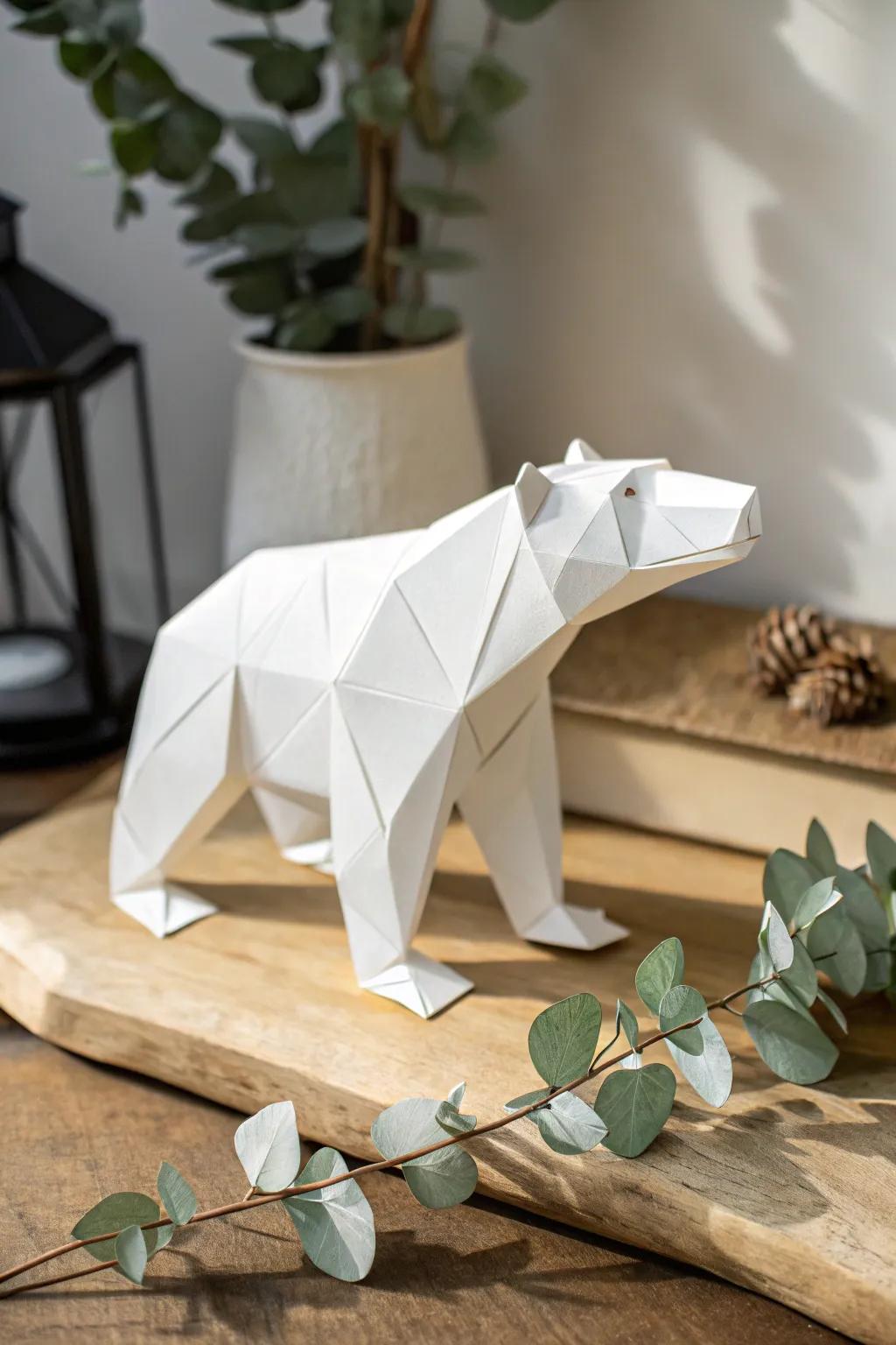 Embrace the Arctic allure with a minimalist paper art frigid bear, where straightforwardness encounters grace.