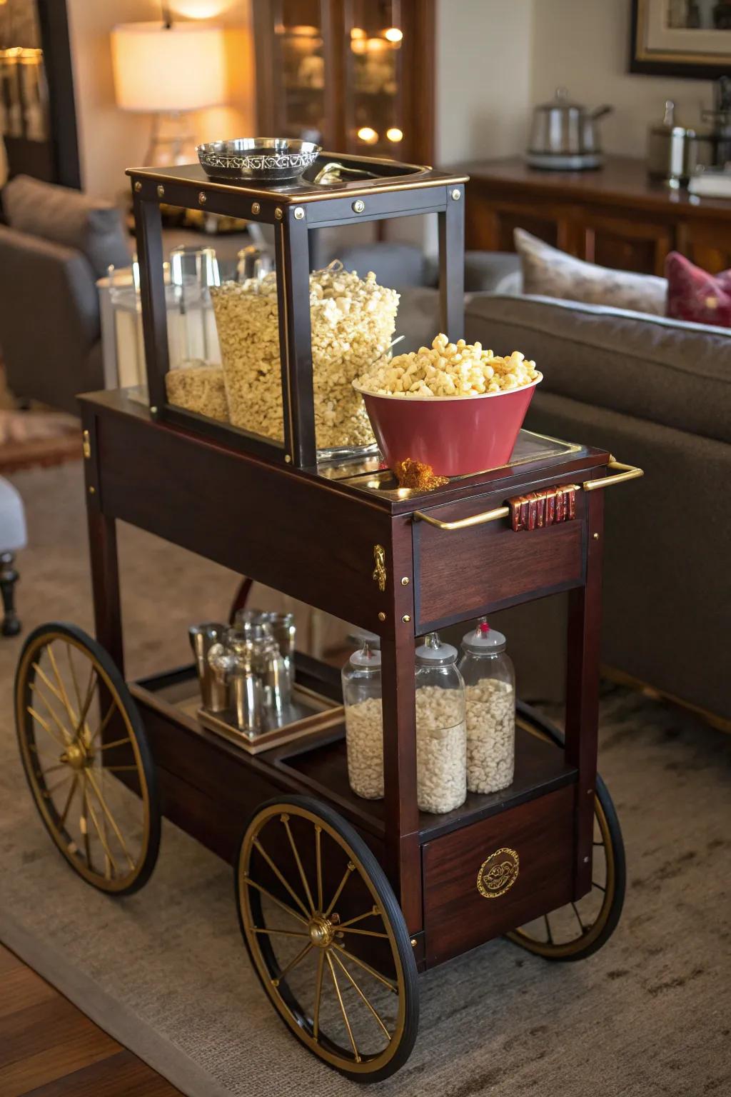 Transform your bar cart into a standout popcorn station masterpiece.